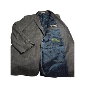 Joseph Abboud LORO PIANA Super 130s Wool Men 48L Gray Plaid Sport Coat Blazer U8